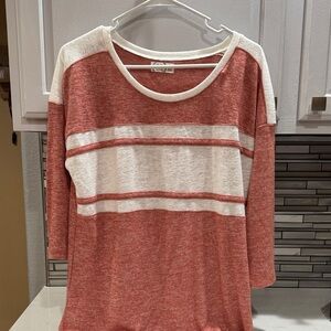 Maurices Red and White Long Sleeve Top
